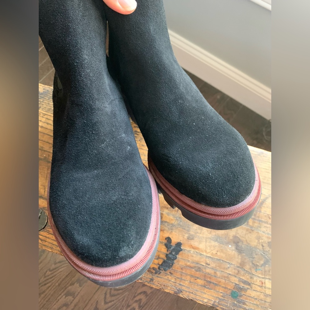 Antonio de Faria Black Leather Suede Pull On Chelsea Chunky Heel Fall Boot 9 1/2 - Picture 14 of 15